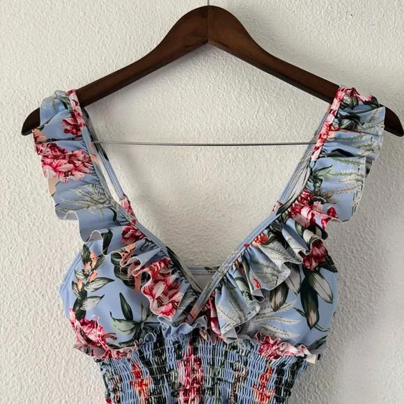 Chicwish Ruffled Floral Shirring Swim One-Piece Large NEW Soft Girl Romantic - Picture 5 of 15